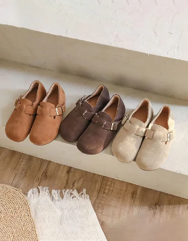 Round Head Suede Slip-on Clogs Shoes