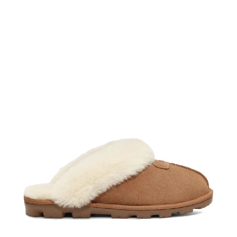 UGG Women's Coquette Sheepskin Slide Slipper in Chestnut