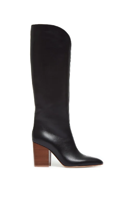 Cora Knee High Boot in Black Leather