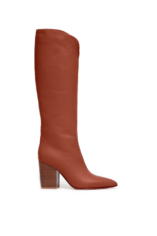 Cora Knee High Boot in Cognac Leather