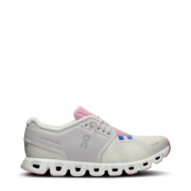 On Women's Cloud 5 Push Sneaker in Ivory/Blossom