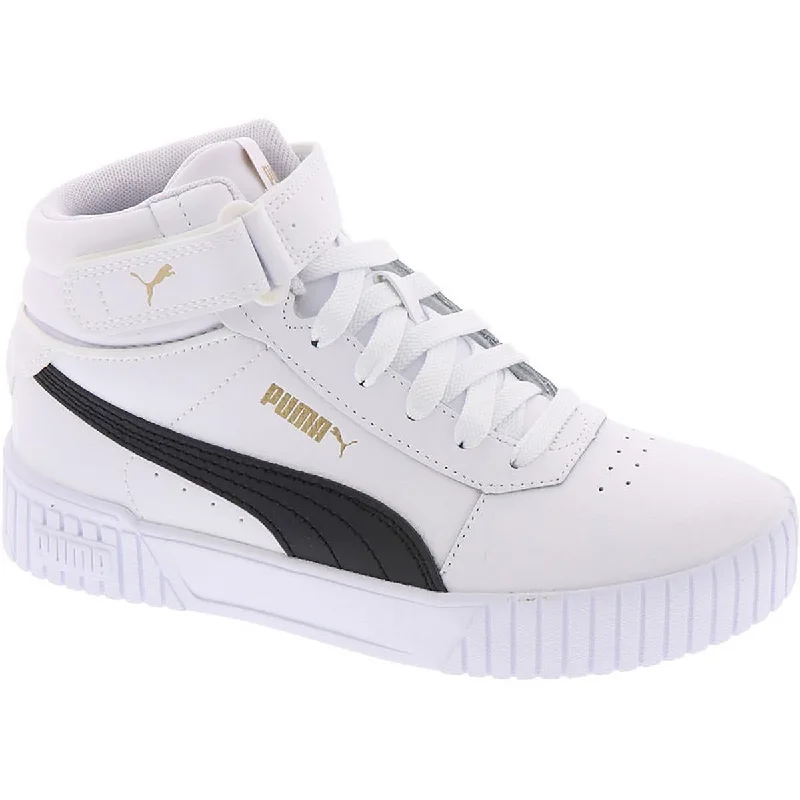 Puma Womens Carina 2.0 Leather Gym High-Top Sneakers