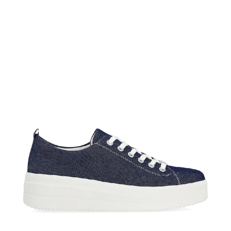 Remonte Women's Julika 03 Platform Sneaker in Blue Jeans