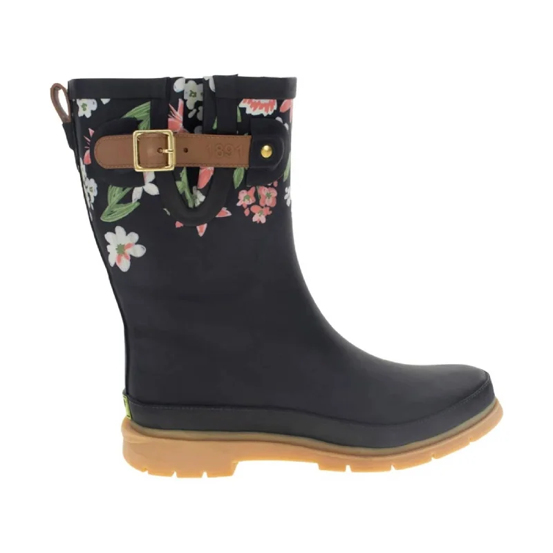 Western Chief Women's Brushed Petals Mid Rain Boots - Black